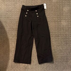 Old Navy Black Wide-Leg Knit Pants with Heart Buttons